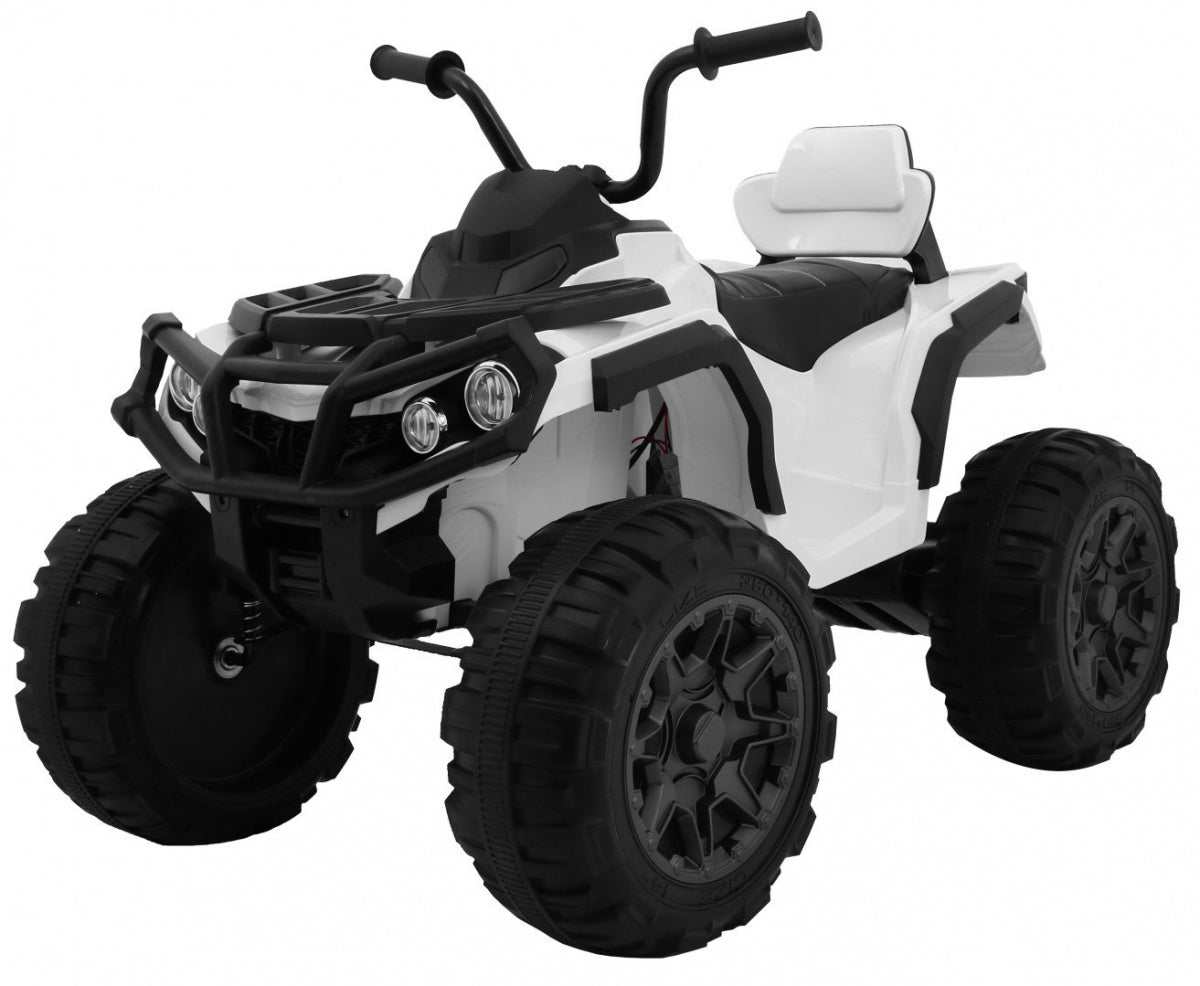 White Quad ATV 2.4GHz children's electric ride-on with EVA wheels and MP3 player