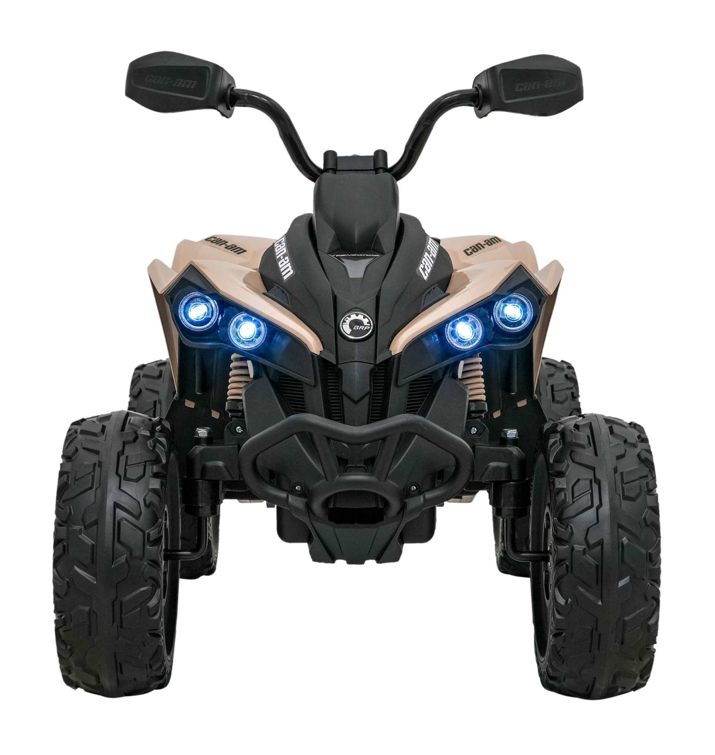 Quad Maverick ATV Khaki electric kids quad with LED lights, Bluetooth, MP3, and durable off-road design