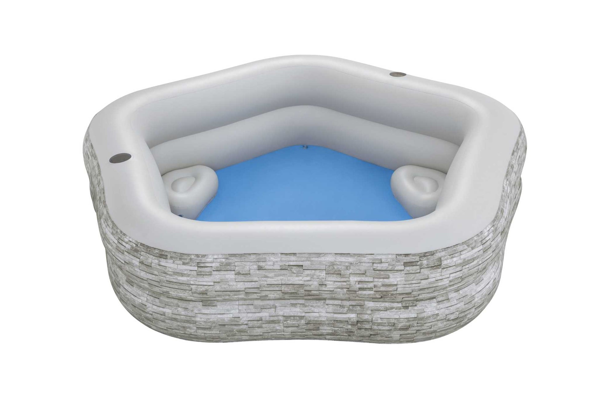Bestway Basen Ogrodowy dmuchany z siedziskami i uchwytami na napoje, 213x206x53 cm, pojemność 575 l, wygodny rodzinny basen ogrodowy