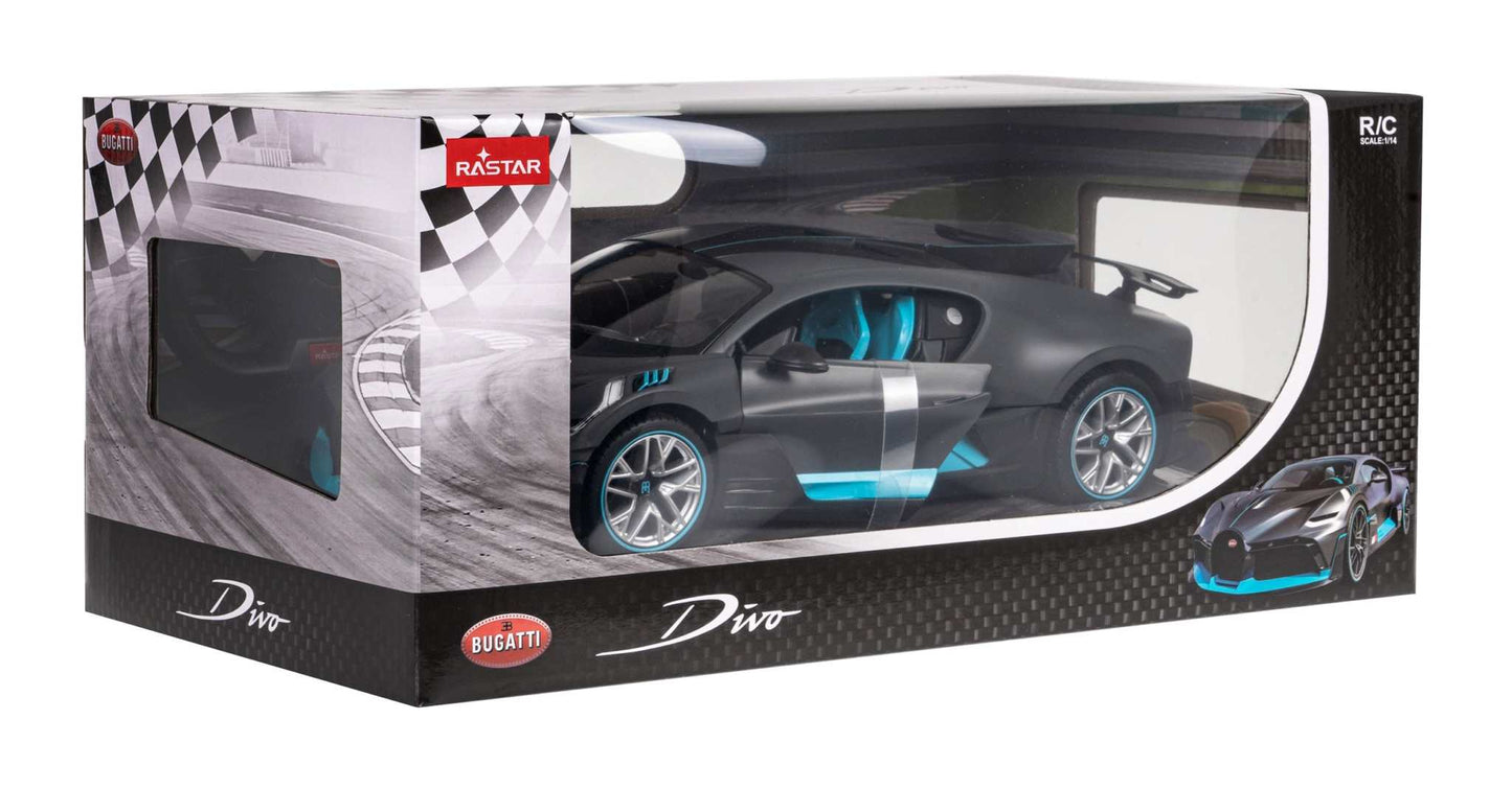 Bugatti Divo zdalnie sterowany model auta 1:14 w czarno-niebieskim opakowaniu RASTAR