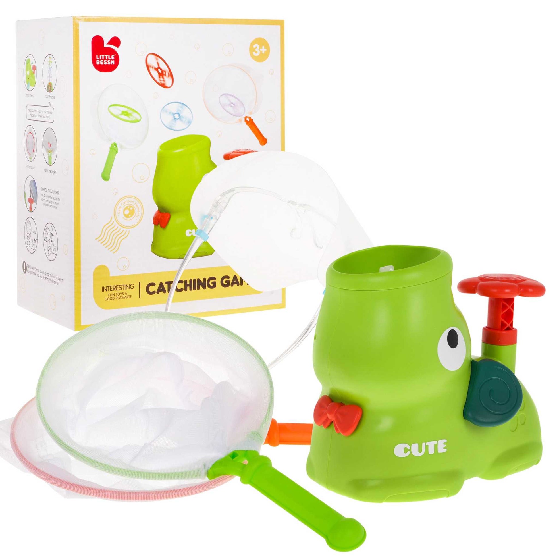 Gra zręcznościowa Słonik wyrzutnia dysków dla dzieci z siatkami i przyłbicą ochronną