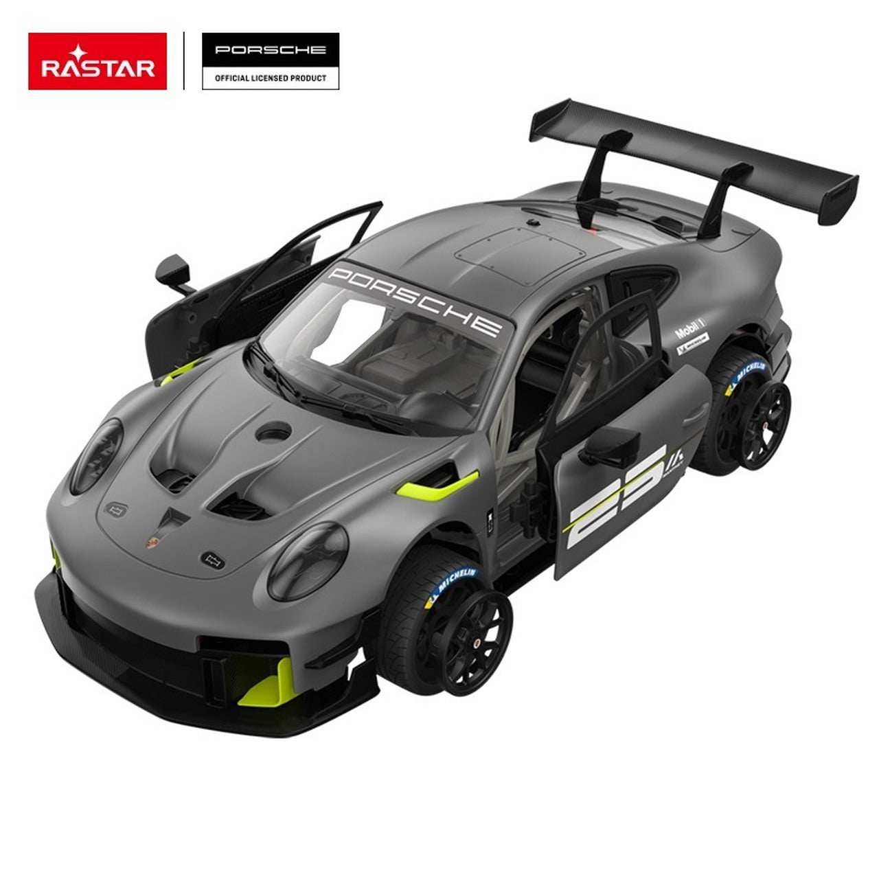 RC Porsche 911 GT2 RS Clubsport 25 RC car model with detailed design and openable doors in 1:18 scale