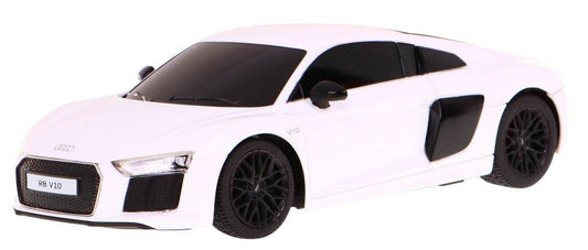 Zdalnie sterowane białe Audi R8 model 1:24 RASTAR z pilotem 2,4 GHz, szczegółowa replika sportowego auta.