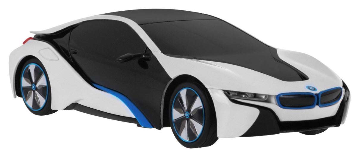 BMW i8 zdalnie sterowane auto 1:24 biało-czarne z detalami i gumowymi kołami