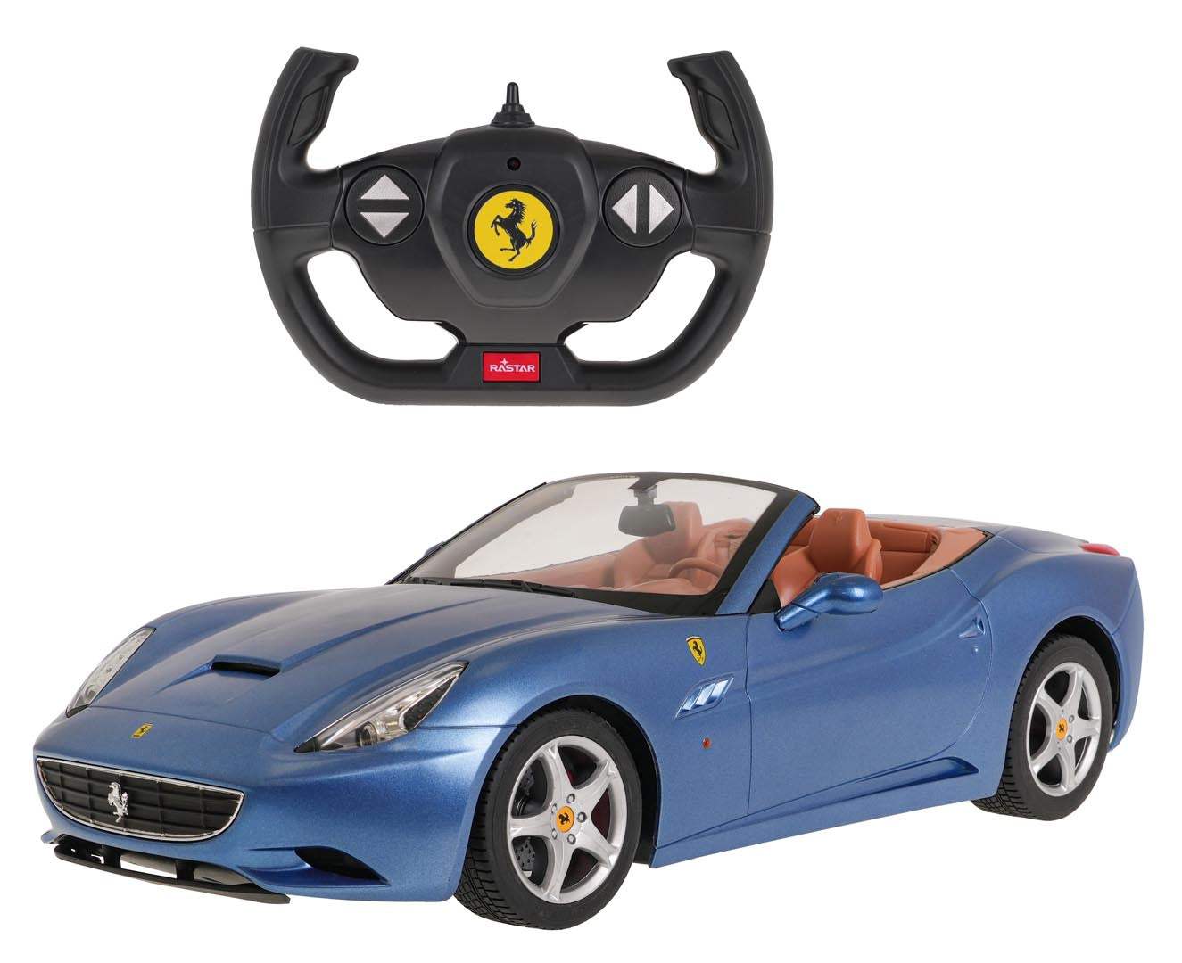 RC Ferrari California 1:12 scale remote control model car with detailed design and steering wheel controller