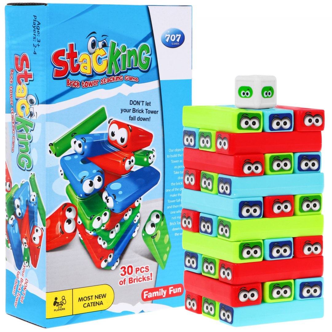 Jenga Mini Dla Dzieci colorful stacking blocks game with 30 pieces and dice for kids 3+
