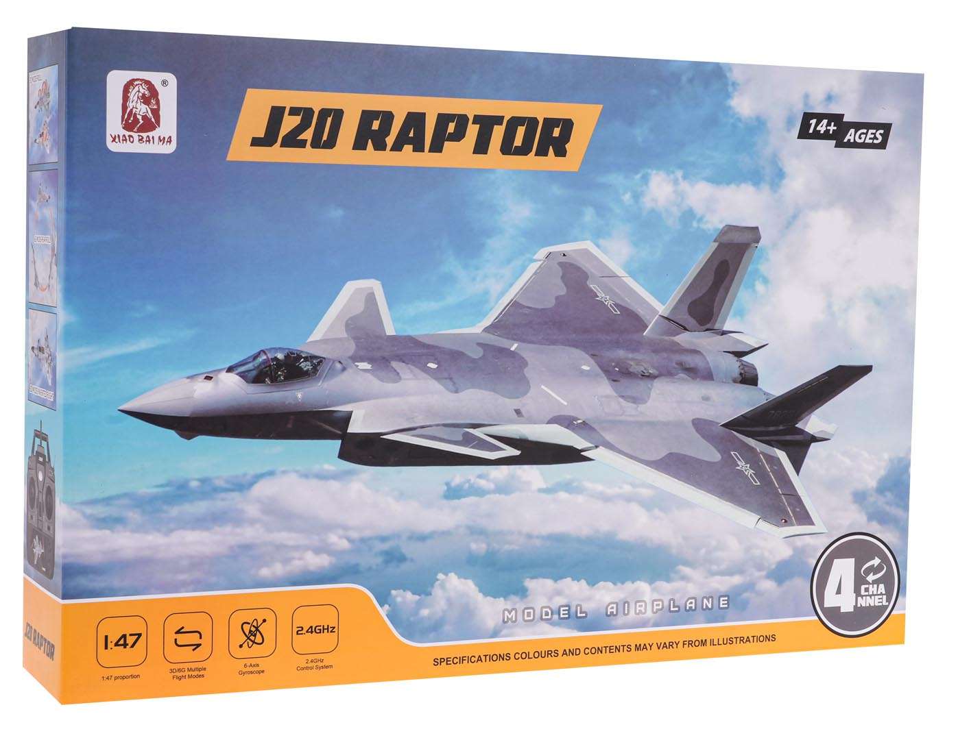 Samolot Myśliwiec RAPTOR J20 zdalnie sterowany z lekkiej pianki EPP, zwrotny i stabilny model dla entuzjastów od 14 lat.