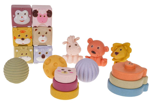 Zabawki sensoryczne zestaw kolorowych zabawek dla maluszka rozwijający zmysły i motorykę ręki