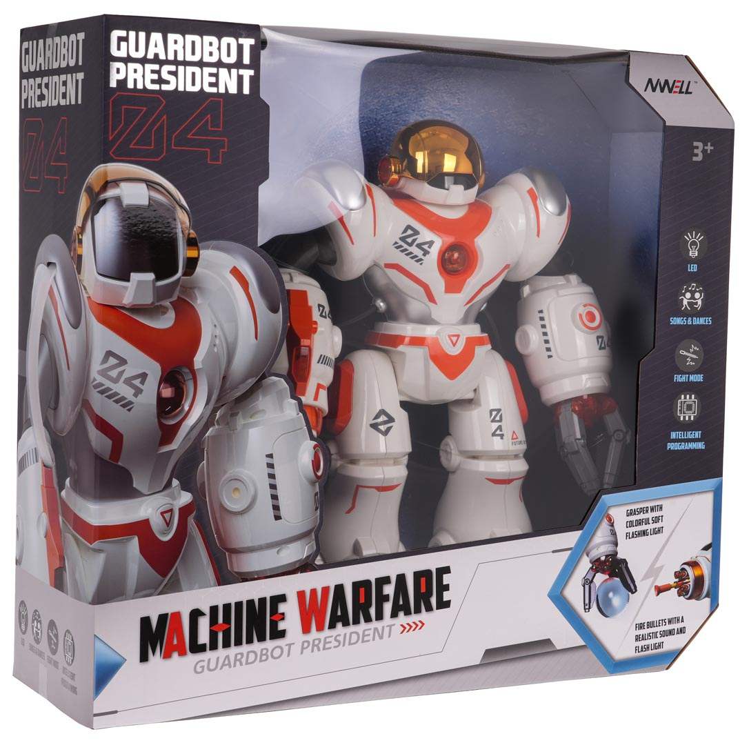 Robot zdalnie sterowany pomarańczowo biały dla dzieci w wieku 3+ w opakowaniu Machine Warfare Guardbot President