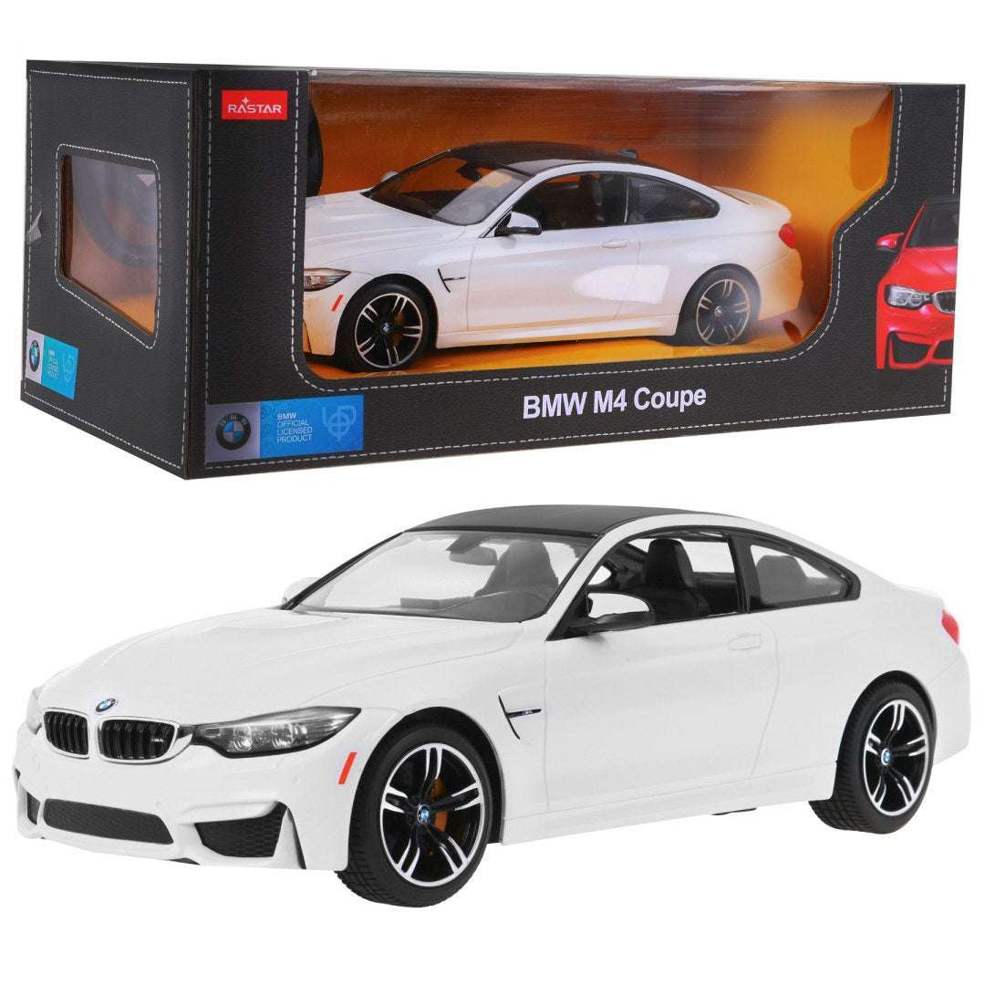 BMW M4 Coupe 1:14 biały model RC od RASTAR z realistycznym detalem i precyzyjnym sterowaniem 2,4 GHz.
