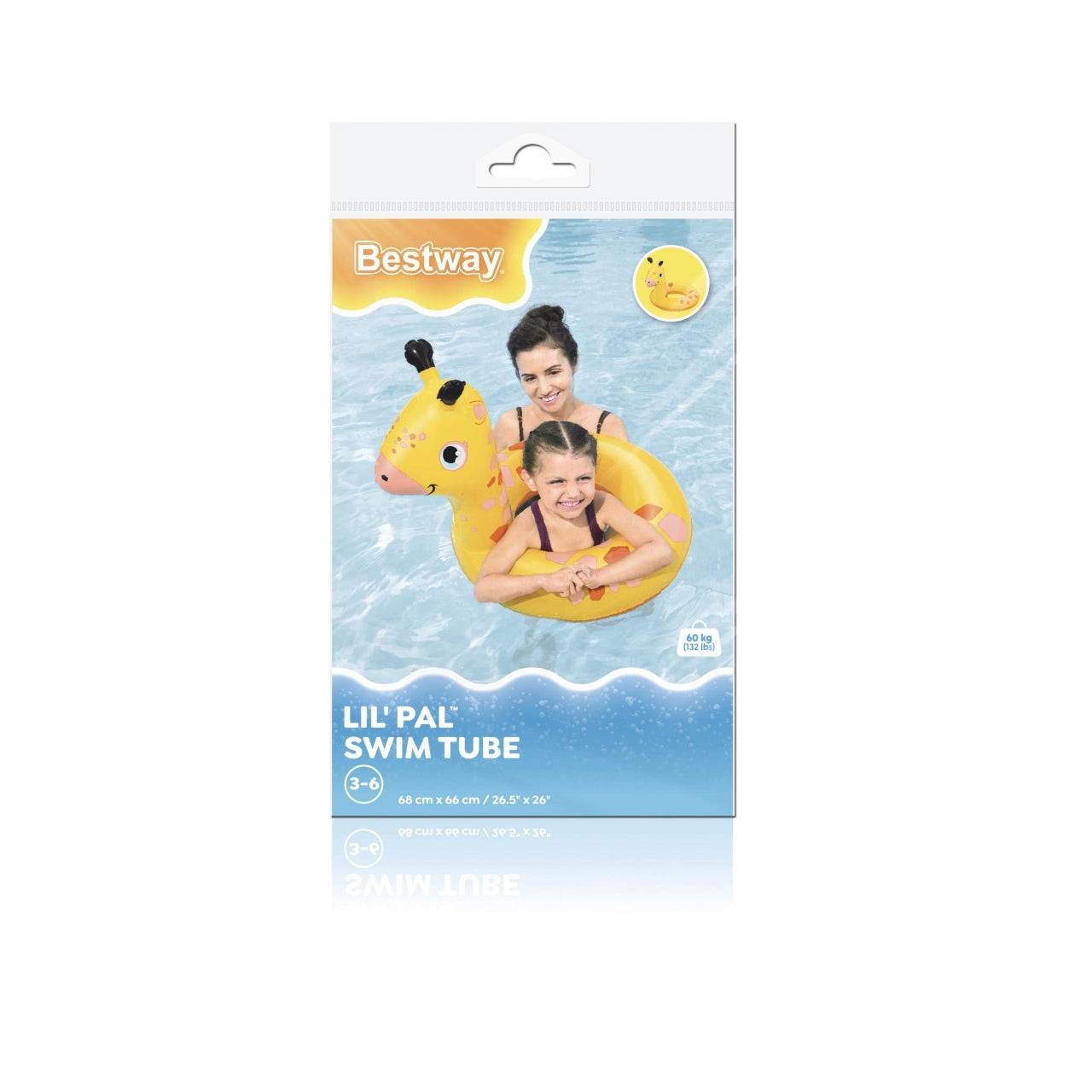 Kółko do pływania żyrafa Bestway dla dzieci 68x66 cm z zaworem bezpieczeństwa