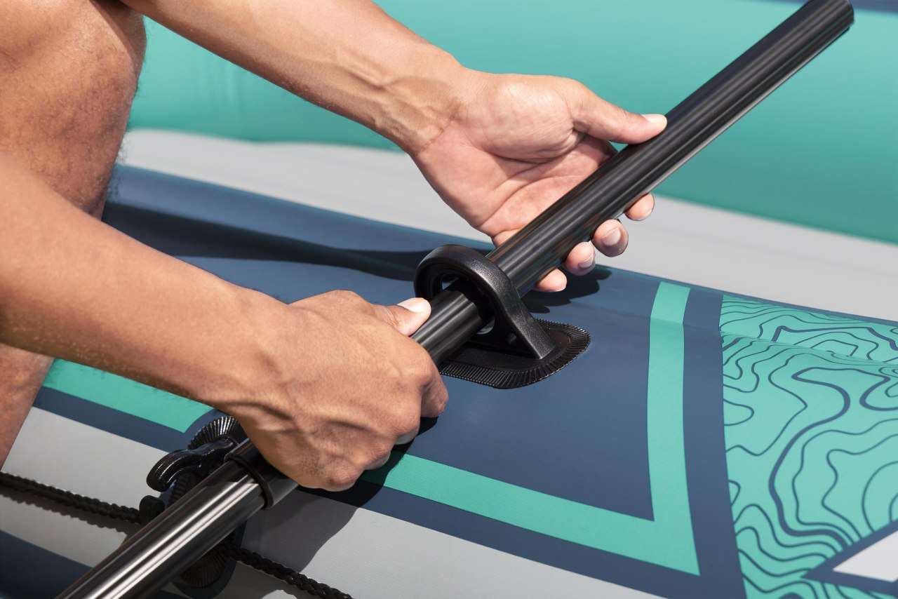 Ponton TREK X3 Bestway 294x137 cm z trwałego winylu z uchwytem wiosła dla rodzinnego użytku