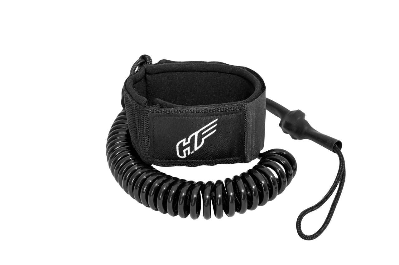 black coiled ankle leash for PaddleBoard Oceanan 10 Hydro-Force Bestway SUP paddleboard