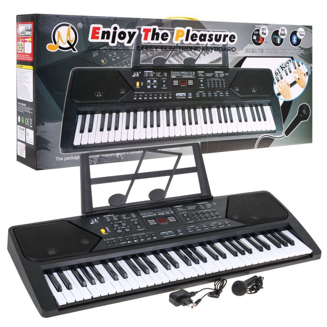 Keyboard dla dzieci MQ 600 z trybem nauki 61 klawiszy mikrofonem i stojakiem na nuty
