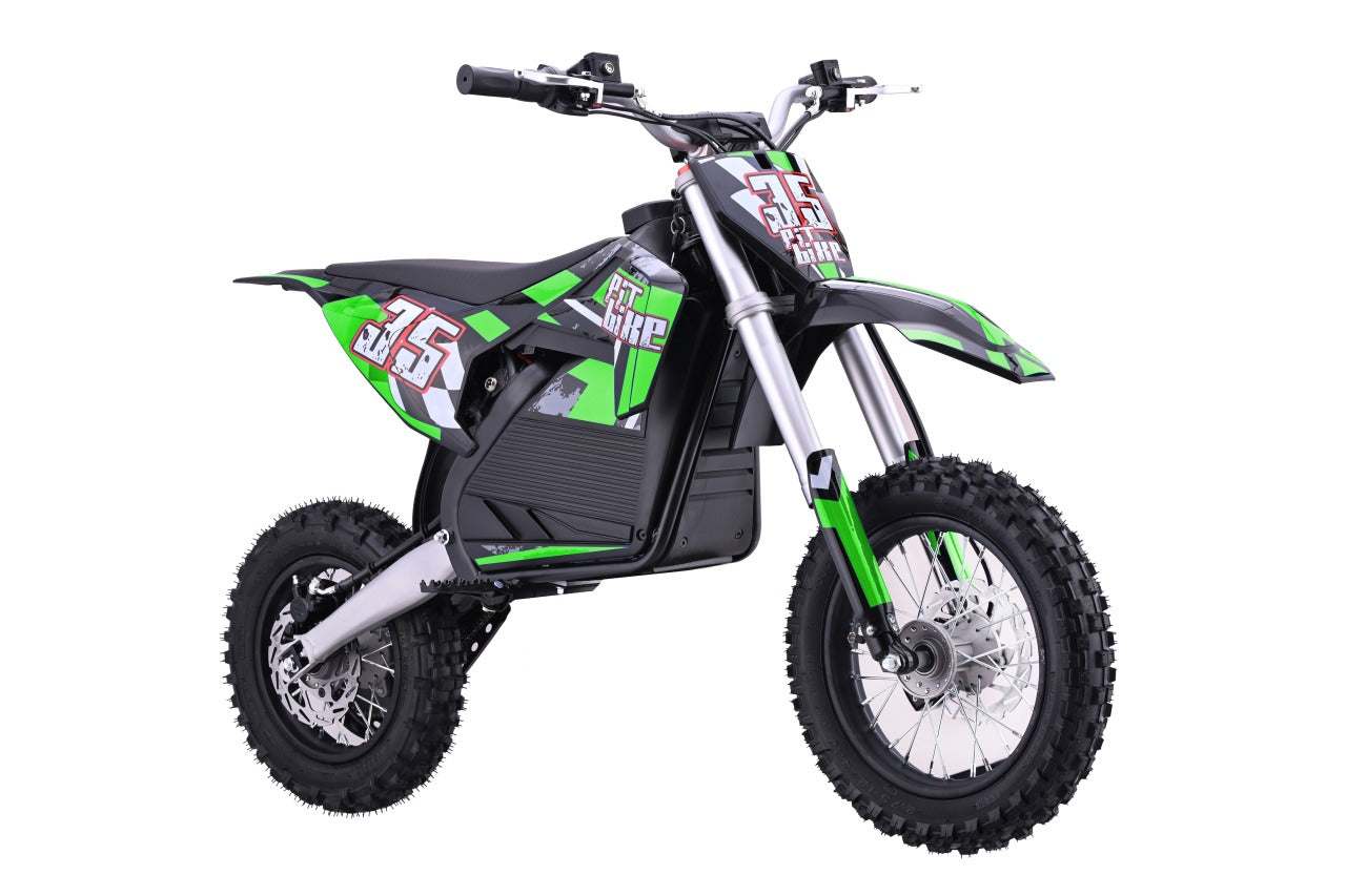 Zielony elektryczny Pojazd Motor PIT BIKE z wytrzymałą ramą i regulacją prędkości dla młodych riderów