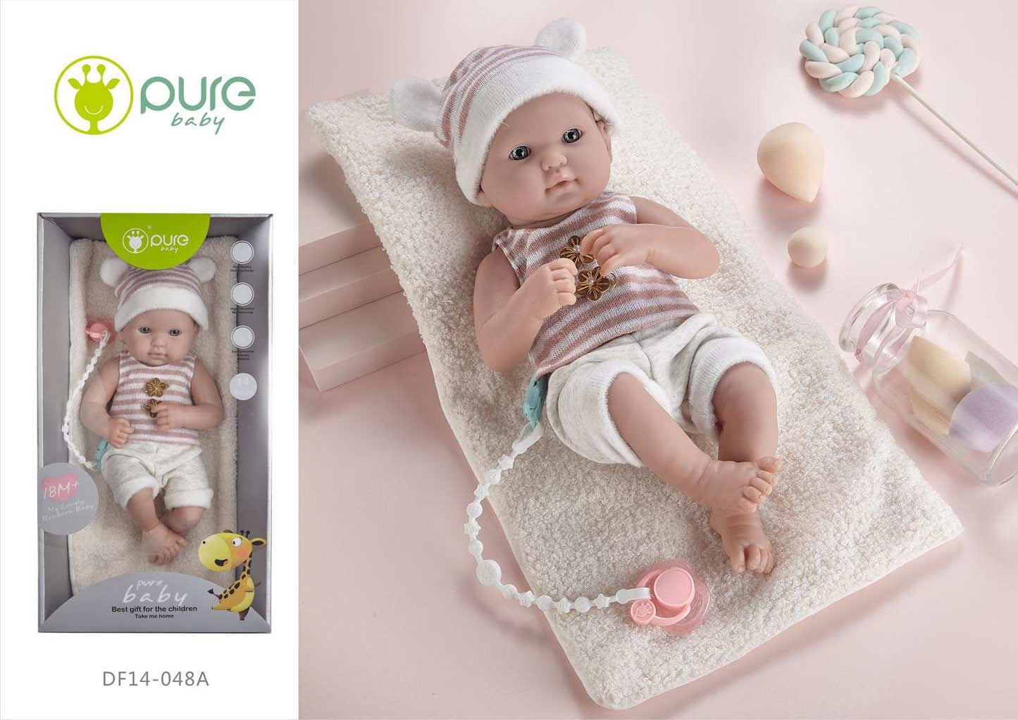 Lalka Bobas + Akcesoria zestaw dla dzieci z bezpieczną lalką bobasem i dodatkami do kreatywnej zabawy