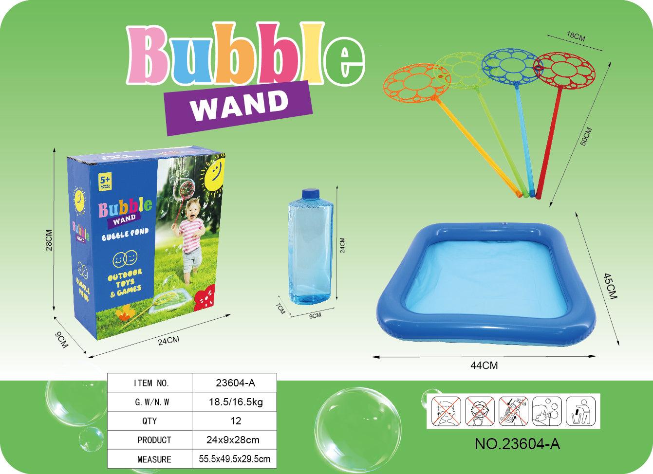 Zestaw do robienia baniek mydlanych z padem, płynem i czterema różnokolorowymi różdżkami do bańek dla dzieci.