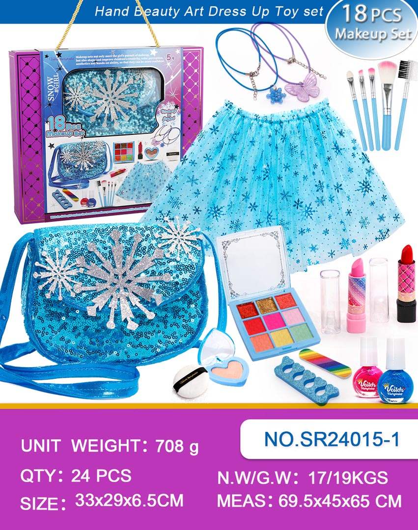 Zestaw do makijażu z sukienką lodowo-niebieską i akcesoriami do stylizacji dla kobiet