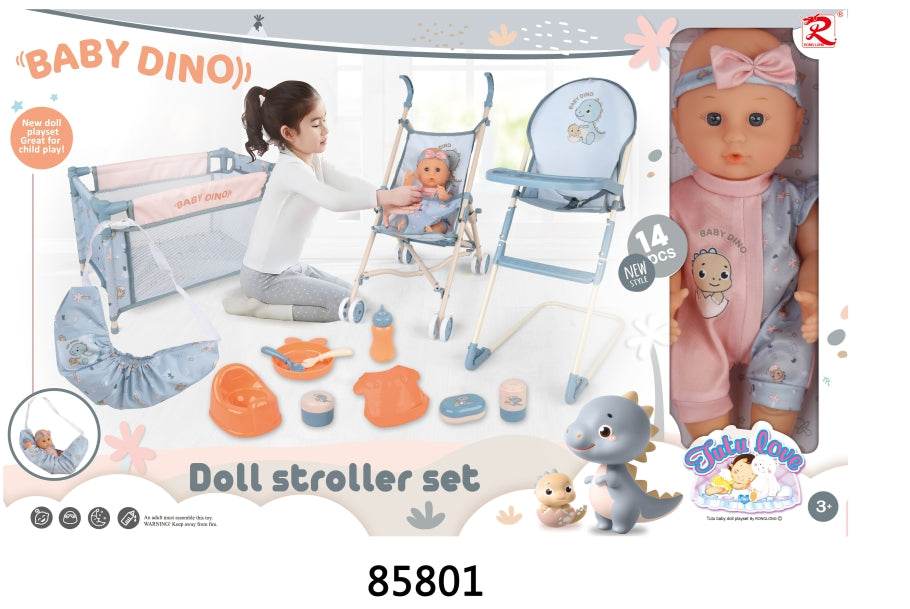 Mega Zestaw DINUŚ kolorowy zestaw z lalką i akcesoriami do zabawy dla dzieci 3+