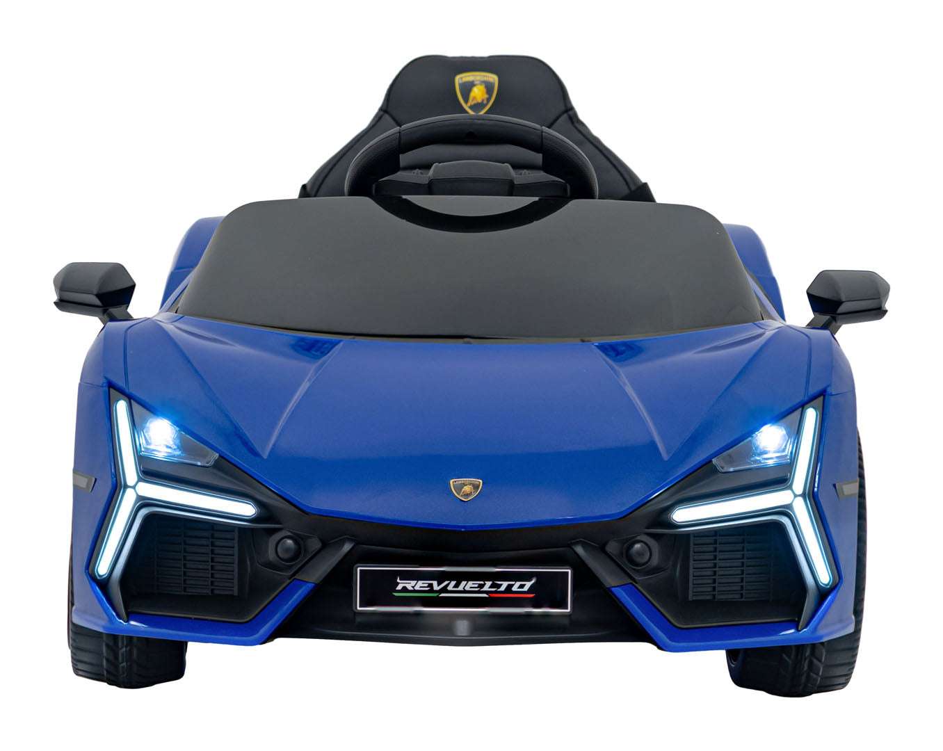 Niebieski dziecięcy elektryczny pojazd Lamborghini Revuelto z LED i pilotem zdalnego sterowania