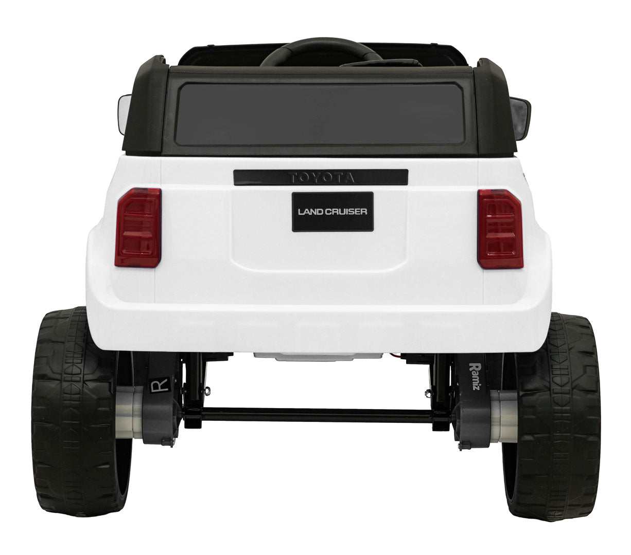 White Toyota Land Cruiser PRADO electric ride-on car for kids rear view
