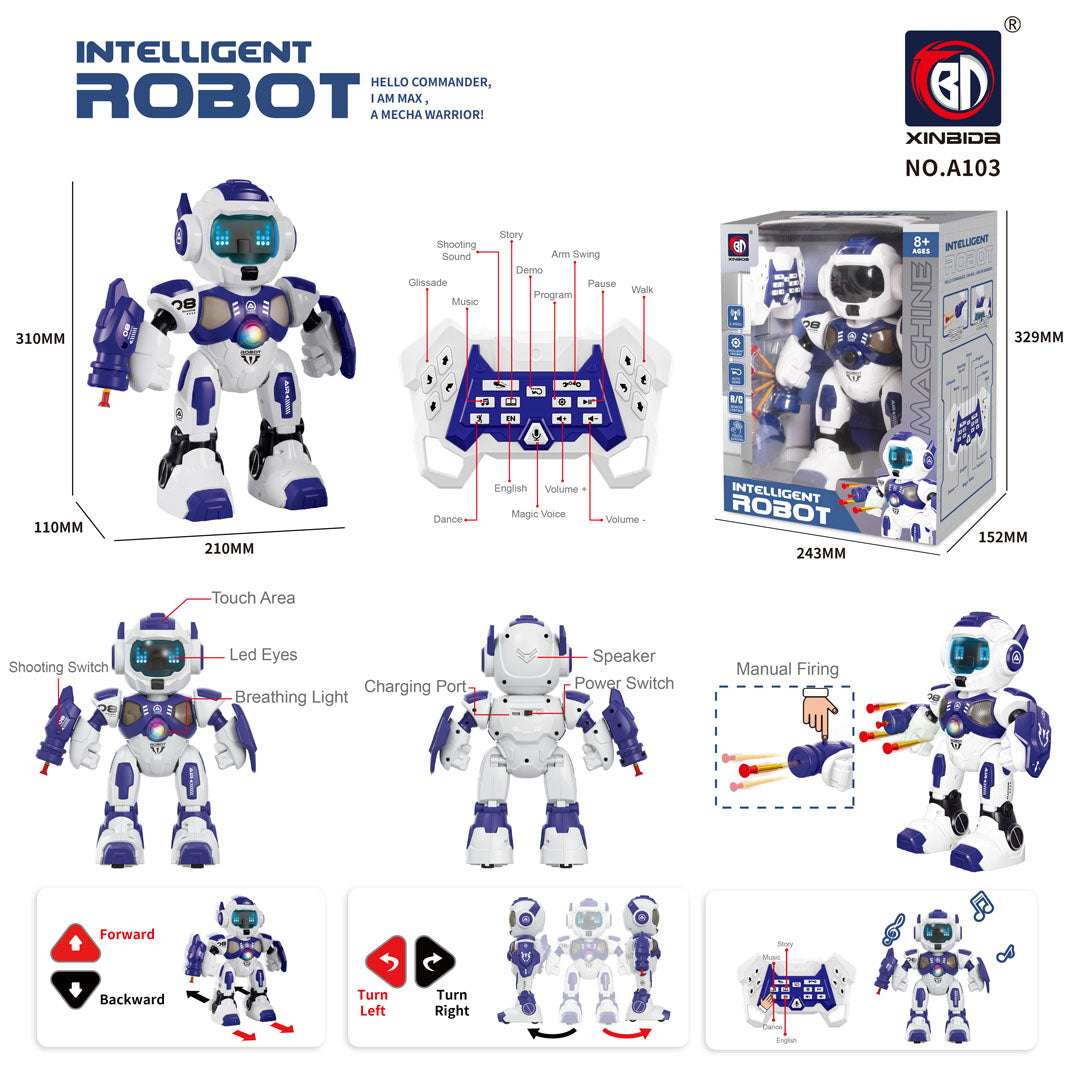 A08 wielofunkcyjny robot strzelający zabawka edukacyjna z pilotem i interaktywnymi funkcjami