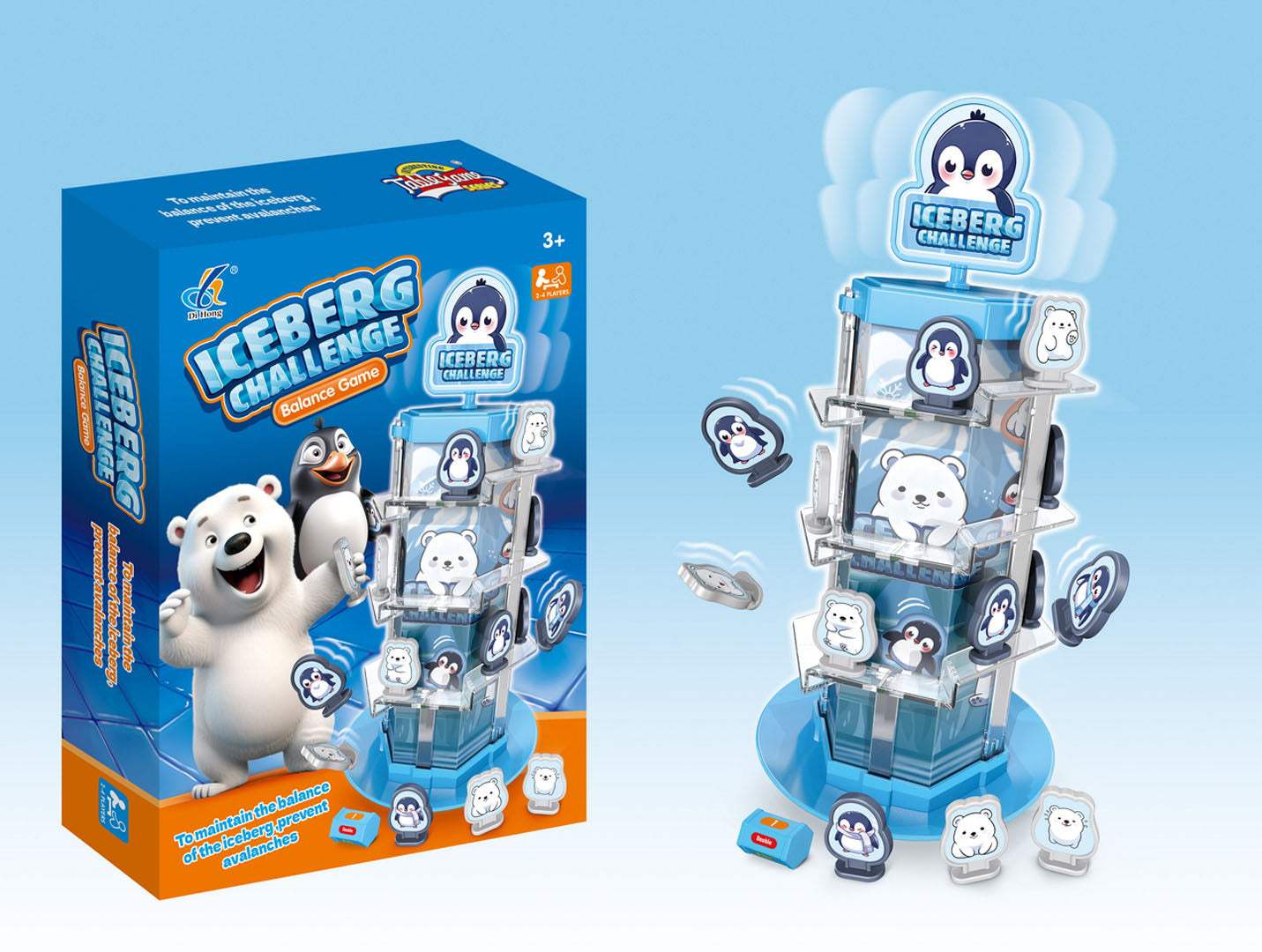 Zręcznościowa balansująca gra z figurkami misiów i pingwinów Iceberg Challenge do rozwijania koordynacji i precyzji