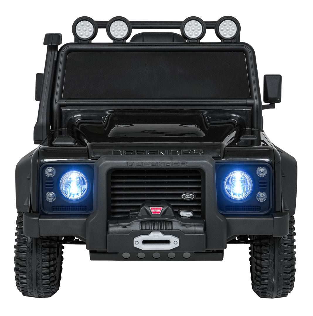 Land Rover Defender 110 SVX black remote control children's off-road vehicle with LED lights and durable design