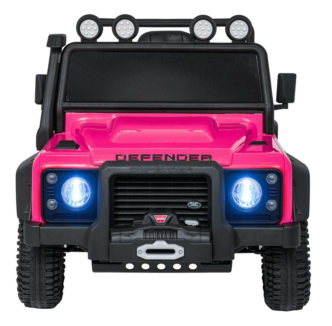 Różowy pojazd Land Rover Defender 110 SVX dla dzieci z LED-owymi światłami i pilotem zdalnego sterowania