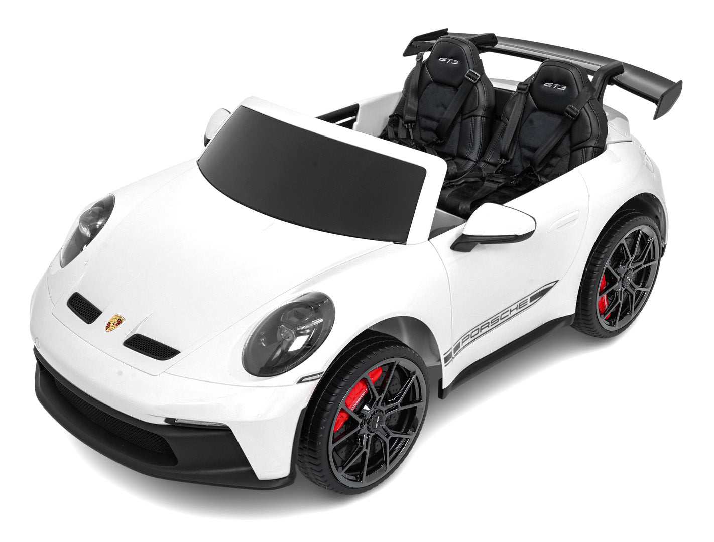 Biały Porsche 911 GT3 pojazd dla dzieci 24V, dwumiejscowy zdalnie sterowany samochód na baterie z 3 prędkościami i LED światłami