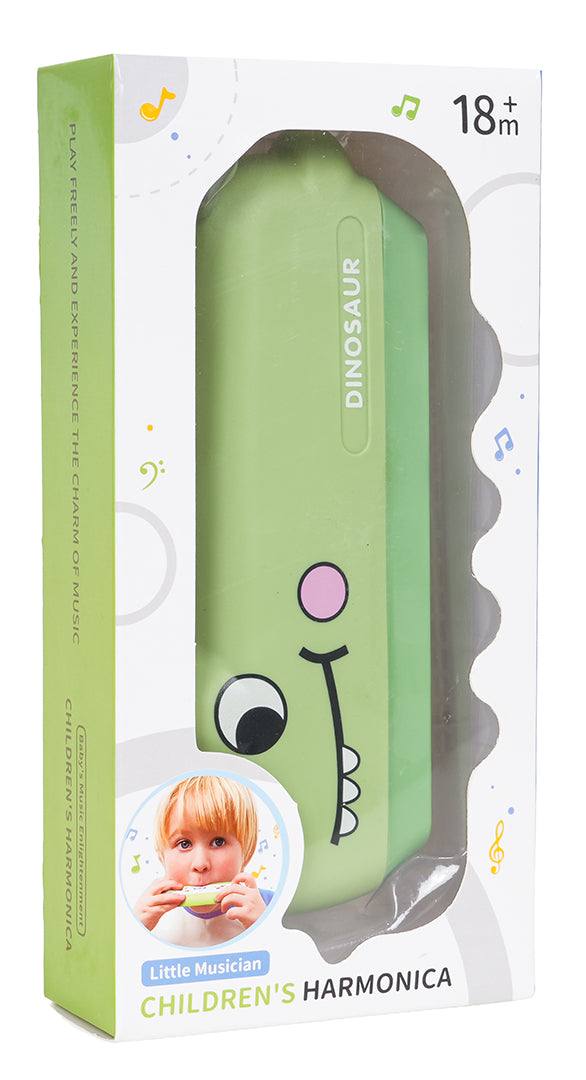 Harmonijka Dino dziecięca harmonijka ustna dinozaur zielona dla maluchów 18+ miesięcy