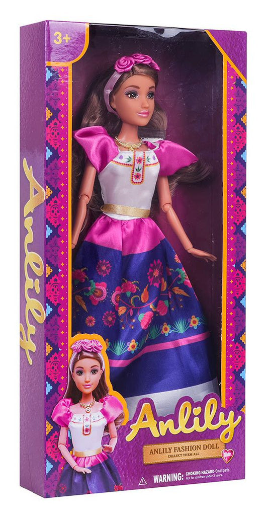 Lalka Martyna z ruchomymi rękami i nóżkami w kolorowej sukience dla dzieci 3+