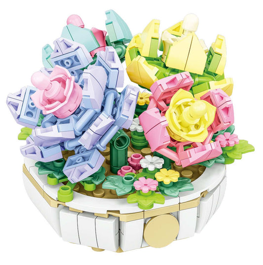 Zestaw Klocków Kwiaty 274 elementów konstrukcyjnych kwiaty w doniczce zabawka dla dzieci 6 lat dekoracja