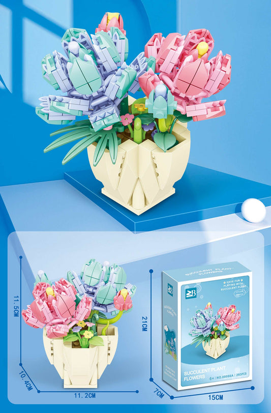 Zestaw Klocków Kwiaty 293 elementy do budowy kwiatów w doniczce dla dzieci 6+