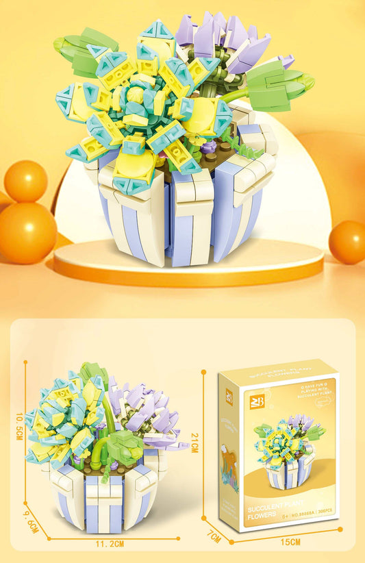 Klocków Kwiaty 306el zestaw klocków konstrukcyjnych bukiet kwiatów w doniczce dla dzieci