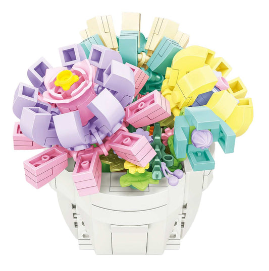 Zestaw Klocków Kwiaty 253 elementów kolorowe kwiaty w doniczce dla dzieci 6 lat