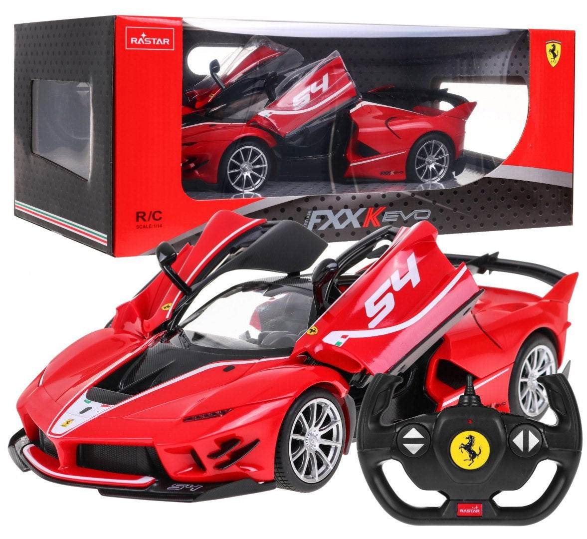 Ferrari FXX-K Evo 1:14 scale red remote control car model with detailed design and controller by RASTAR