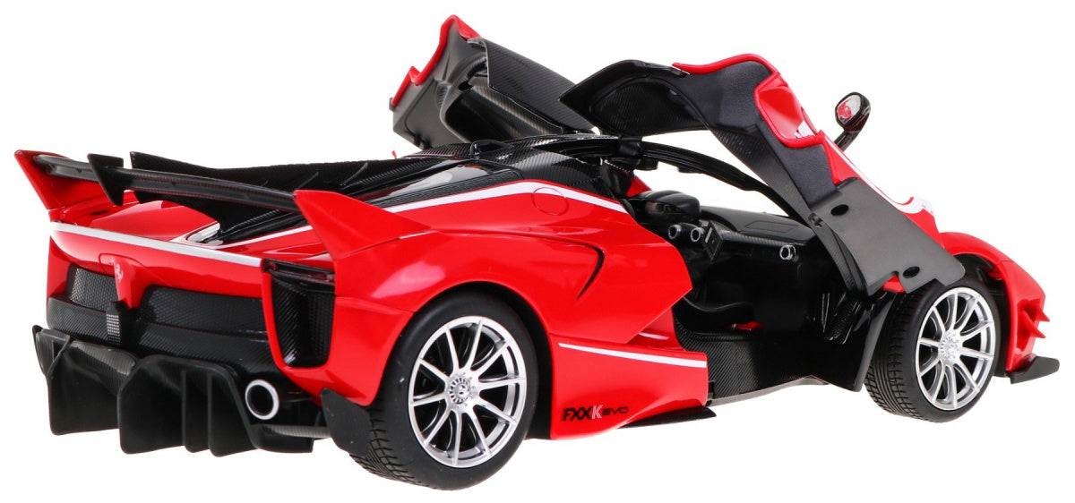 Ferrari FXX-K Evo 1:14 scale red RC model car with open doors and detailed design by RASTAR