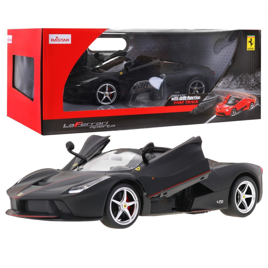 Model Ferrari LaFerrari Aperta 1:14 zdalnie sterowany czarny RASTAR z otwieranymi drzwiami i realistycznymi detalami