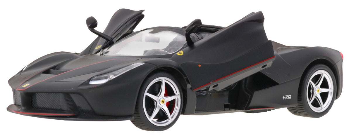 Czarny zdalnie sterowany model Ferrari LaFerrari Aperta 1:14 z otwieranymi drzwiami i precyzyjnym sterowaniem 2,4 GHz