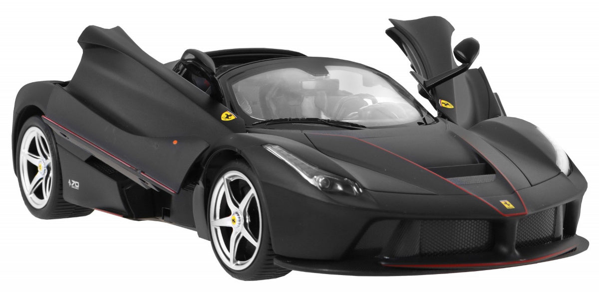 Black Ferrari LaFerrari Aperta 1:14 scale remote control car with opening doors and detailed design