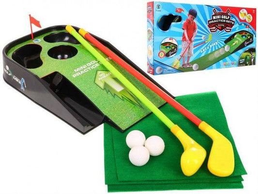 Mini Golf Zestaw dziecięcy z efektami świetlnymi i dźwiękowymi, podświetlane kije, piłeczki, sztuczna trawa i chorągiewka do domowej gry w mini golfa.