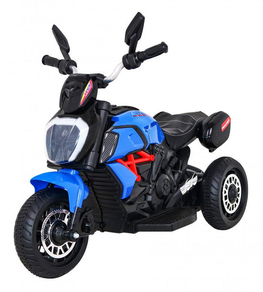 Motorek Fast Tourist blue electric ride-on motorcycle for kids with realistic lights and sounds
