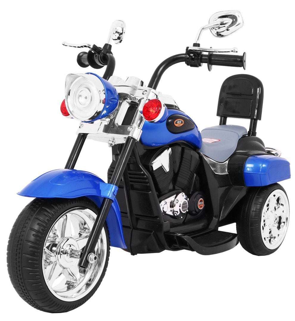 Motorek Chopper NightBike niebieski dziecięcy elektryczny motorek z LED i dźwiękami