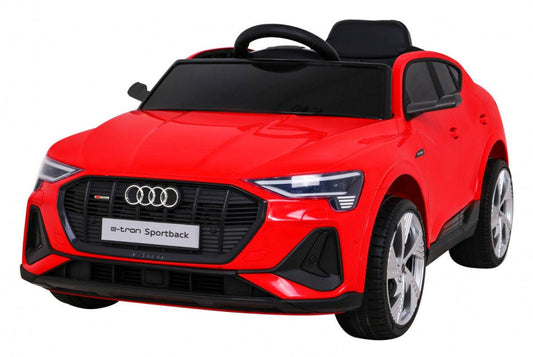 Audi E Tron Sportback electric ride-on car for kids in red with 4x4 drive and LED lights