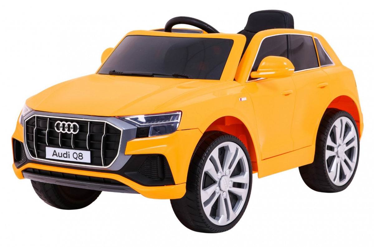 Audi Q8 Lift yellow electric ride-on SUV for kids with remote control and LED lights