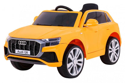 Audi Q8 Lift yellow electric ride-on SUV for kids with remote control and LED lights