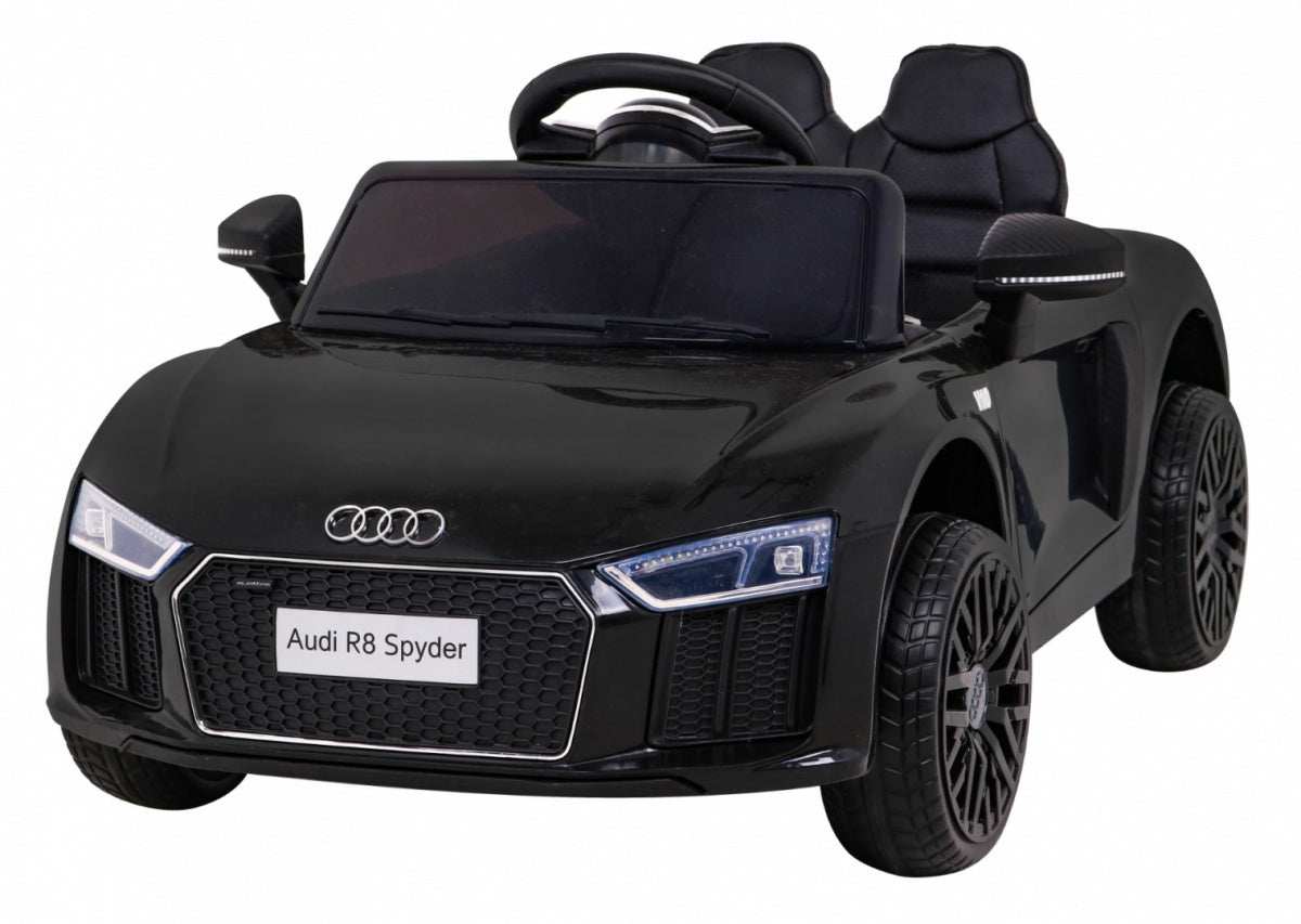 Czarny Audi R8 Na Akumulator dla dzieci z dwoma silnikami 35W, pilotem zdalnego sterowania i LED światłami.