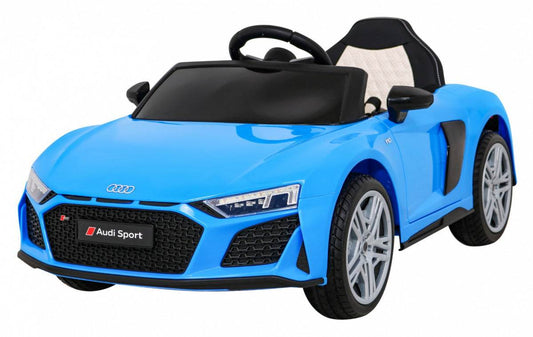 Niebieski samochodzik na akumulator Audi R8 LIFT dla dzieci z pilotem i systemem audio MP3
