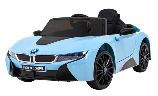 BMW I8 Lift niebieskie auto na akumulator dla dzieci z pilotem MP3 i LED światłami
